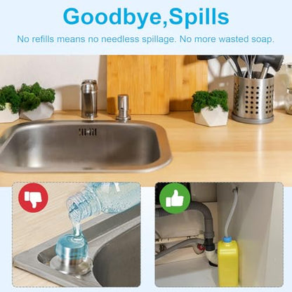 Soap Dispenser Extension Tube Kit, 47" Long Under Sink Soap Dispenser Tube kit with Check Value, Dish Soap Dispenser Hose for Kitchen Sink Countertop, No More Refilling A Tiny Bottle