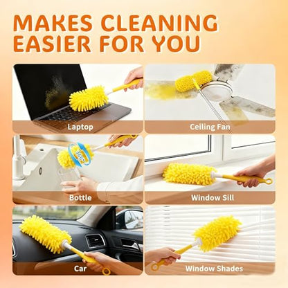 Reusable Duster Refill Compatible with Swiffer Hand Duster, 360 Duster Refills Only, Washable Pet Heavy Duty Dusters Refills for Swiffer Duster Extended Handle, 6 Pack (Handle is Not Included) - color: 6 Pack (Yellow)