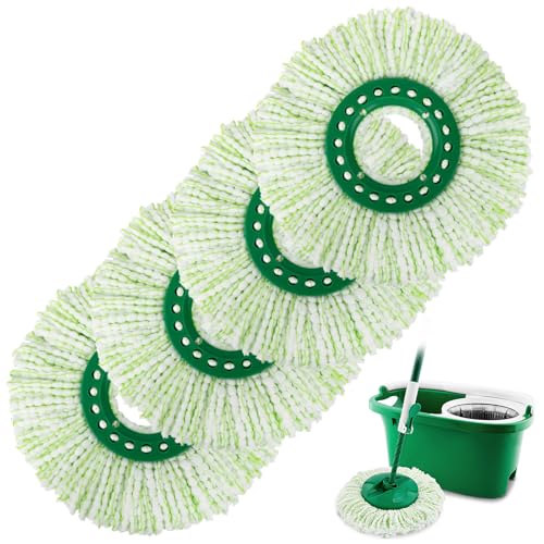 4 Pack Spin Mop Head Replacement Compatible with Libman Tornado, Microfiber Mop Head for Libman Tornado Spin Mop System, Machine Washable Mop Refill Head, Easy to Replace - size: 4 Pack(Green)