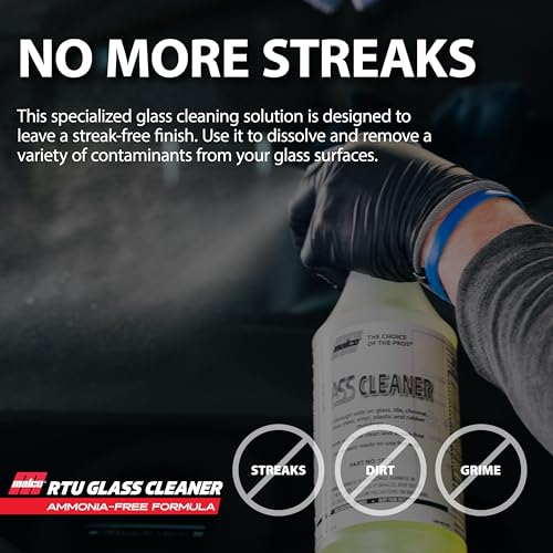 Malco Ready-To-Use Glass Cleaner - Streak-Free Removal of Dirt, Grease, Oils, & Bug Debris from Glass, Chrome, Tile, Stainless Steel, Vinyl, Rubber/Ammonia-Free & Tint Safe / 1 Gallon (107901)