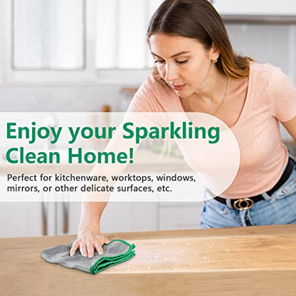Airlab Glass Polishing Cloth Streak Free Miracle Cleaning Cloth Lint Free Microfiber Cleaning Rags for Glasses Kitchen Dish Mirrors Easy Clean, Pack of 6, 12" x 12" - color: Sliver, Pack of 6