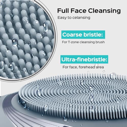 COSLUS FBS01 Facial Cleansing Brush Face Scrubber, Compact for Travel | Rechargeable, Gentle Silicone, 5 Cleansing Modes, Deep Cleaning for Men & Women, Removing Blackhead Exfoliating, Hazy Blue - color: Hazy Blue
