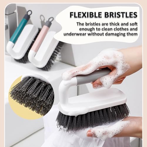 Scrub Brush, Scrubbing Cleaning Brushes, Heavy Duty Cleaning Brushes with Handle, for Shower, Bathroom, Carpet, Kitchen and Bathtub Scrubber, 2 Pack (Pink) - color: Pink