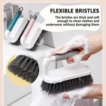 Scrub Brush, Scrubbing Cleaning Brushes, Heavy Duty Cleaning Brushes with Handle, for Shower, Bathroom, Carpet, Kitchen and Bathtub Scrubber, 2 Pack (Pink) - color: Pink