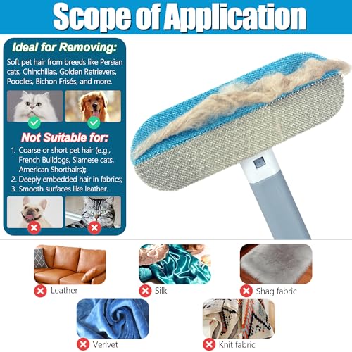 Magic Pet Hair Remover for Dog Cat Owners 1 Pieces,TikTok 4 in 1 Multifunctional Pet Hair Removal Tool for Couch Furniture Carpet Clothing, Reusable Washable Broom Brush for Window Tile Lint Cleaning
