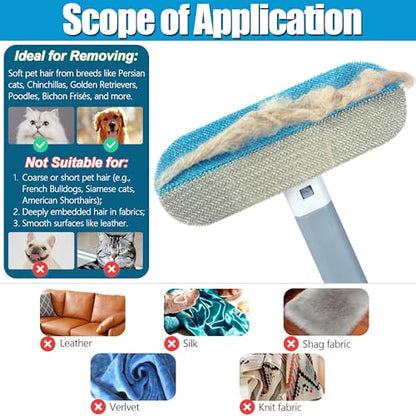 Magic Pet Hair Remover for Dog Cat Owners 1 Pieces,TikTok 4 in 1 Multifunctional Pet Hair Removal Tool for Couch Furniture Carpet Clothing, Reusable Washable Broom Brush for Window Tile Lint Cleaning