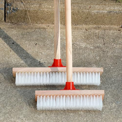 jojofuny Hard Bristle Floor Scrub Brush with 40cm Head Long Handle Nylon Stiff Bristle Patio Cleaning Brush for Bathroom Deck Outdoor Heavy Duty Floor Scrubber