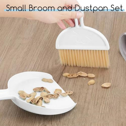 Mini Dust Pan with Broom Set, Small Dustpan and Brush Set, Hand Broom and Dust Pan for Desk, Housekeeping, Office, Kitchen, Pet Nest - size: White, style: White