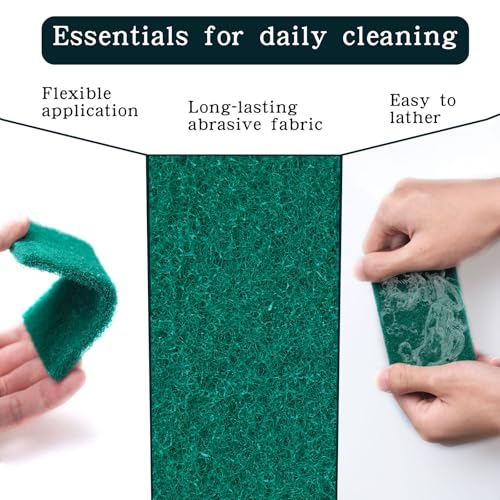 120 Pcs Heavy Duty Scouring Pads 4.3 x 3 x 0.3 in Non Scratch Household Scrub Pads Bulk Green Reusable Pan Scrubber Multipurpose Anti Grease Scrubbing Pads for Kitchen Dish Supplies