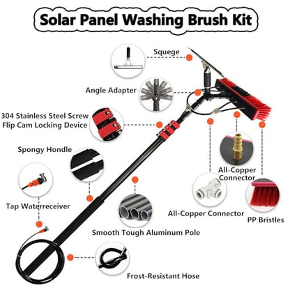 Professional Window Cleaning Kit Extendable Washing Pole Squeegee Window Cleaner Set Adjustable Telescopic Poles Water Fed Brush for Window Solar Panel High-Altitude Clean 9m/30FT - size: 9m/30FT