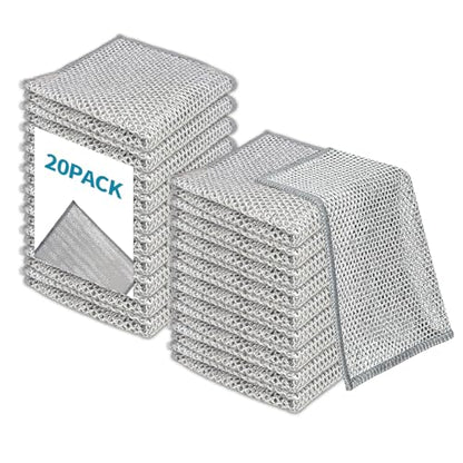 20PCS Non-Scratch Wire Dishcloth,Silver Mesh Dish Cloths with Diamond Weave, Reusable Multipurpose Wire Dishwashing Rags for Cookware, Glass Stovetops, and Enamel Surfaces - size: 20 PCS