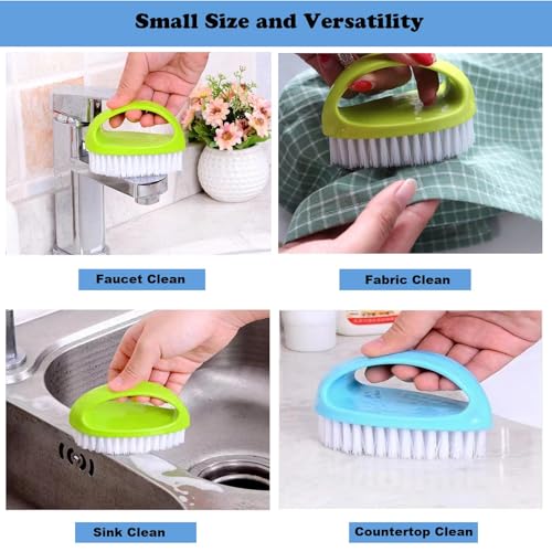 2 Pack Scrubbing Brushes for Cleaning, Heavy Duty Scrub Brush Nylon Stiff Bristles,Scrubber Cleaner Brush for Bathroom,Showe,Sink,Kitchen,Bathtub,Floor,Multi-Purpose Cleaning Brush (Pink + Purple) - color: Pink + Purple