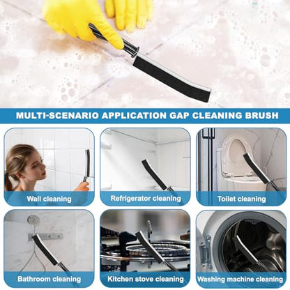 Crevice Cleaning Brush 4 Set-Narrow Gap Cleaning Brushes for Window, Bathroom, Kitchen, and Small Room, Hard-to-Reach Areas (Black) - color: Black