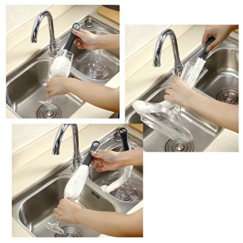 Boao 3 Pcs Decanter Cleaning Brush Wine Glass Decanter Flexible Bottle Brush Set with Cleaning Beads Household Tools for Bottle Goblets Glasses Cups(Black) - color: Black