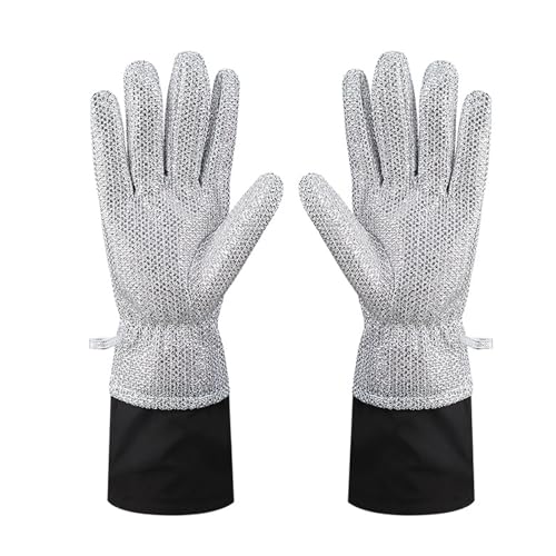 Wire Dishwashing Gloves，Multipurpose Non-Scratch Scrubbing Waterproof Anti-Hot & Oil-Resistance Kitchen Cleaning Gloves