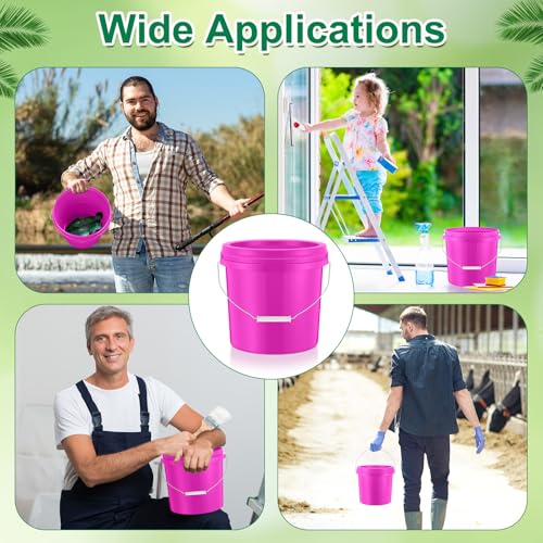 Tioncy 10 Pcs 2 Gallon Plastic Bucket with Lid Heavy Duty 2 Gallon Bucket Pail with Lid Handle for Storage Container Home Household Cleaning (Pink) - color: Pink