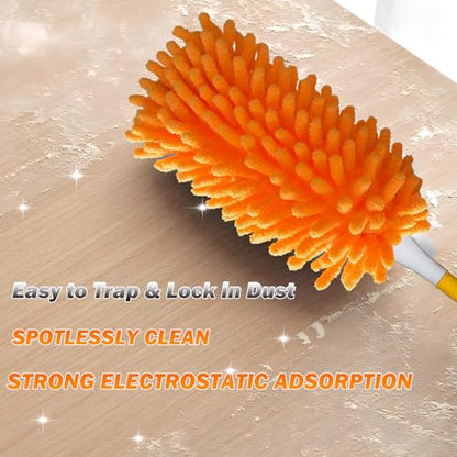 Reusable Duster for Swiffer, 6 Refills + 1 Handle, Orange | 360 Heavy Duty Duster Refill, Compatible with Swiffer Hand Dusters, For Dusting Furniture, Blinds, Ceiling Fans, Walls - size: 6 dusters + 1 Handle Orange