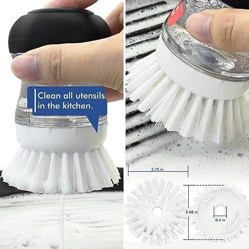 Palm Brush Refills for OXO Soap Dispensing Dish Brush - 4 Pack Cleaning Replacement Brush Head for OXO Palm Brush(White) - color: 4-white