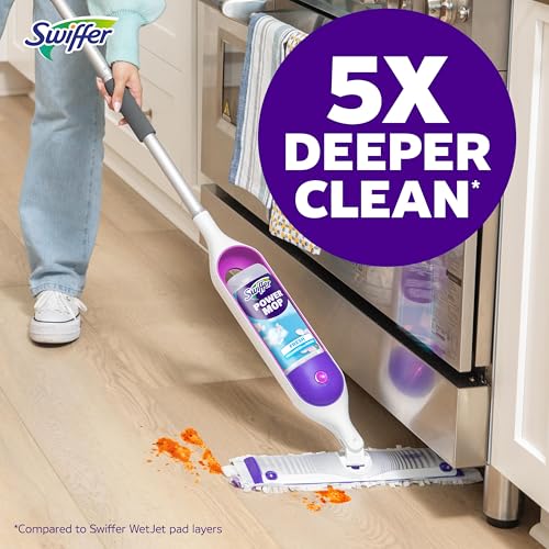 Swiffer PowerMop Multi-Surface Mopping Pad Refills for Floor Cleaning, 11 Count, White/Purple - size: 11 CT