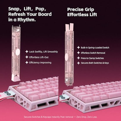 GATERON Twins Switch Puller Keycap Puller, DIY Tool Easily Remove and Replace Gaming Keyboard Switches and Keycaps Integrated for Mechanical Keyboard (Pink) - color: Pink