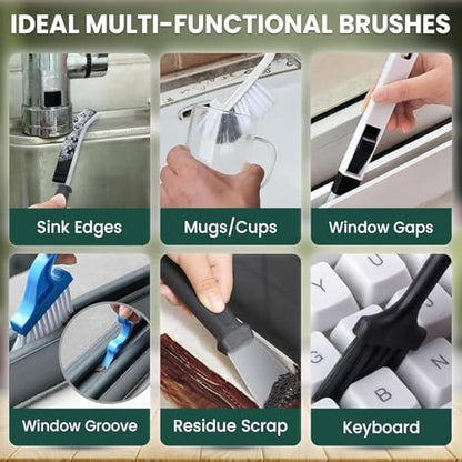 12pcs Crevice Cleaning Brush, Hard Bristle Scrub Brushes Tools, Multifunctional Grout Brush for Home, Bathroom, Ktichen, Window and Corners
