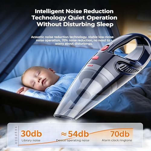 Oryzom Handheld Vacuum,Ultra-Powerful Cordless Handheld Vacuum, Portable Wet & Dry Cleaning, Fast Charging, Lightweight & Low Noise, Compact Vacuum for Car and Home Use