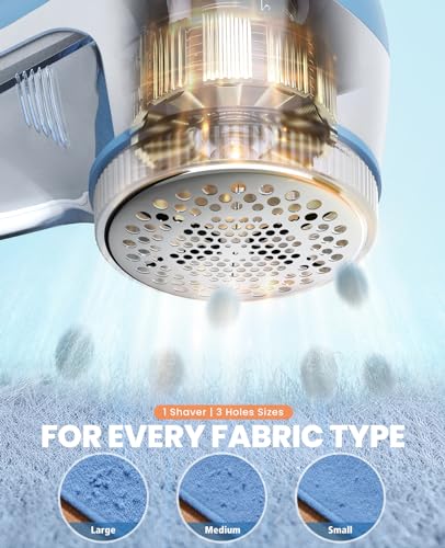 POPCHOSE Fabric Shaver, Lint Remover for Clothes, Electric Lint Shaver with 6-Leaf Blades, Sweater Shavers to Remove Pilling for Clothing, Couch, Furniture, Fuzz, Lint Ball, Bobbles, Light Blue - color: Light Blue