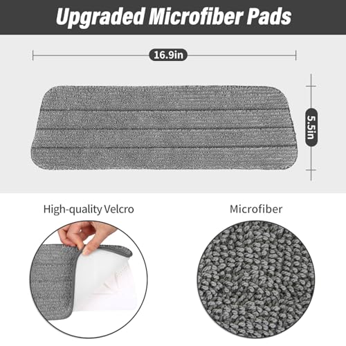 16.5" Microfiber Mop Pads Refills, 3 Pack Reusable Replacement Heads | reusable wet mop refills, machine washable for 14-16 inch spray mops, hardwood floors, dust cleaning & scrubbing - color: 16"grey Plain*3