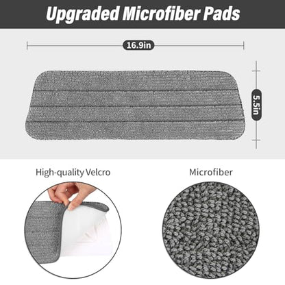 16.5" Microfiber Mop Pads Refills, 3 Pack Reusable Replacement Heads | reusable wet mop refills, machine washable for 14-16 inch spray mops, hardwood floors, dust cleaning & scrubbing - color: 16"grey Plain*3