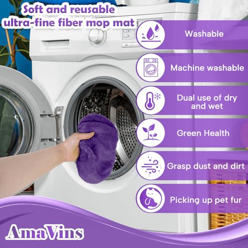 AmaVins 5 Pack Reusable Microfiber Mop Pads Compatible with Swiffer Sweeper Mop, Wet and Dry Flat mop Cover, Washable Mop Pads for Surface/Hardwood Floor Cleaning (Mop is Not Included) - color: 5 Pack Purple