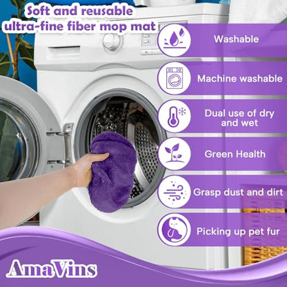 AmaVins 5 Pack Reusable Microfiber Mop Pads Compatible with Swiffer Sweeper Mop, Wet and Dry Flat mop Cover, Washable Mop Pads for Surface/Hardwood Floor Cleaning (Mop is Not Included) - color: 5 Pack Purple