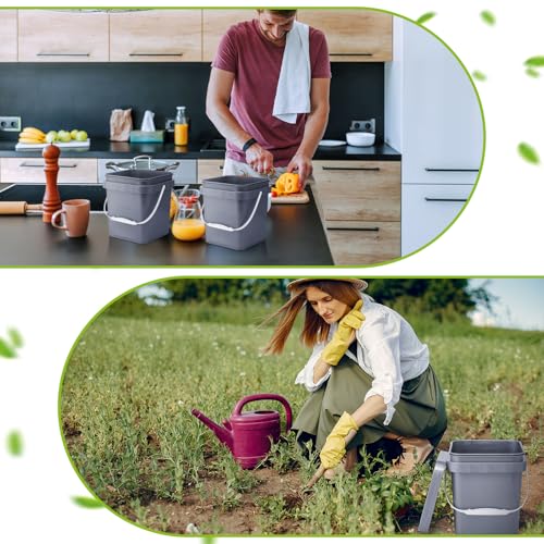 Suzile 10 Pcs Food Grade Square Bucket with Lid 1 Gallon Plastic Bucket 4.5L Utility Industrial Pail with Handle Container for Food Oil Tub Water Fishing Paint House Cleaning Car Washing(Grey) - color: Gray