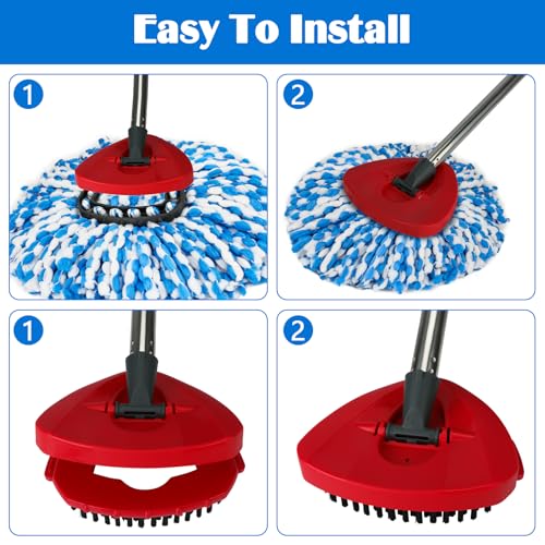 Spin Mop Replacement Set for O-Ceda RinseClean 2-Tank System, 16 Microfiber Spin Mops Refills,1 Scrubber Head,1 Triangle Spin Base,and(31-63in) Adjustable Handle Set Combo - size: Blue-16P