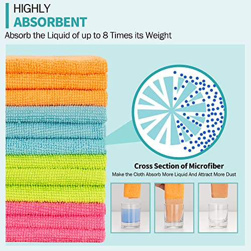 Microfiber Cleaning Cloth, 12 Pack Cleaning Rags, 12" x 12" Microfiber Towel, Lint Free Non-Abrasive Dusting Cloth, Microfiber Towels for Cars Kitchen Garage House Office - color: Multicolor, style: 12 Pack