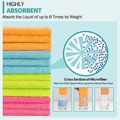 Microfiber Cleaning Cloth, 12 Pack Cleaning Rags, 12" x 12" Microfiber Towel, Lint Free Non-Abrasive Dusting Cloth, Microfiber Towels for Cars Kitchen Garage House Office - color: Multicolor, style: 12 Pack