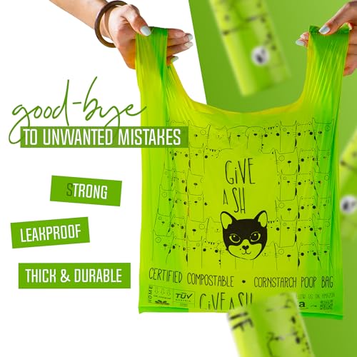 Certified Home Compostable Cat Litter Bags For Poop - 10% to Charity - Cornstarch-Based - For Cleaning Up Litter Trays - NF T51-800 Compliant - 30 Extra Large Disposable Bags - size: 1 Count (Pack of 30)