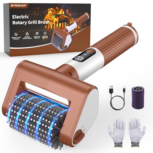 Electric Grill Brush for Outdoor, 2026 BBQ Grill Cleaner with Digital Display, Variable Speed Cordless Grill Brush, Waterproof & Replaceable Heads Grill Cleaning Brush for Barbecue Grates