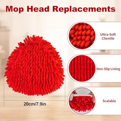 4 Pack Mop Head Replacement Compatiable with Ocedar EasyWring ,Mop Heads Refill for Easywring Spin 1 Tank System - Microfiber Chenille, Easy to Replace,Deep Floor Cleaning and Machine Washable