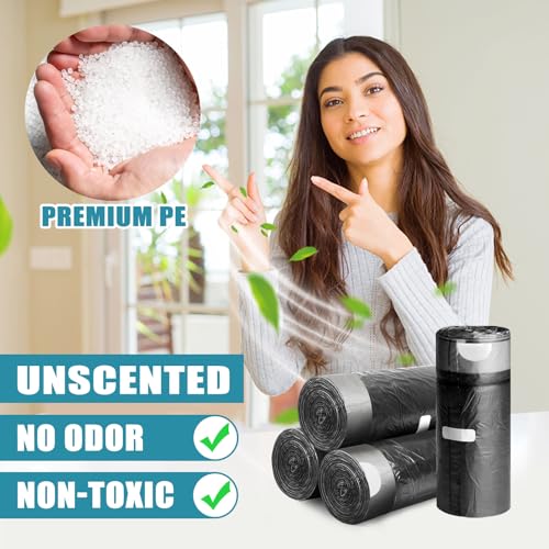 Small Trash Bags Drawstring 120 Count, JUKFITA Extra Strong 4 Gallon Garbage Bags, Unscented Trash Can Liners fit Bathroom Kitchen Office, Dark Black - color: Black, size: 120 Count (Pack of 1)
