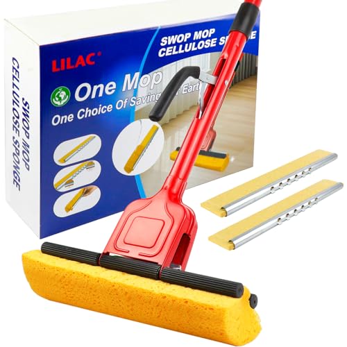 Cellulose Sponge Pop Up Sponge 4 Swop Roller Sponge mop Suitable for Wood, Ceramic Tiles and Other Flat Floors ( 4 Heads Only) (Light Yellow) - color: Light Yellow
