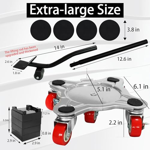 【Upgrade Large】Furniture Dolly & Furniture Rollers Mover with 5 Wheels, Carbon Steel Panel Furniture Lifter Set Up to 2200LBs, for 360° Rotation Shifting Moving Heavy Duty Refrigerator, Sofa, Cabinet - size: Extra Large