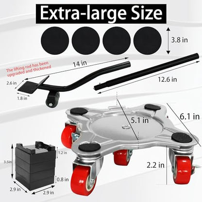 【Upgrade Large】Furniture Dolly & Furniture Rollers Mover with 5 Wheels, Carbon Steel Panel Furniture Lifter Set Up to 2200LBs, for 360° Rotation Shifting Moving Heavy Duty Refrigerator, Sofa, Cabinet - size: Extra Large