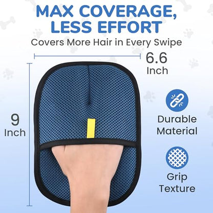 KEYVOZ Pet Hair Removal Glove for Cats and Dogs, Electrostatic Magic Brush Pet Hair Remover for Dog Couch, Available in Blue, Purple, Pink, Brown- Perfect for Pet Owners (Blue) - color: Blue