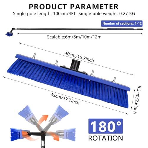 40FT Water Fed Pole Kit, Window Solar Panel Cleaning Brush and Pole, Window Washing Equipment Solar Panel Roof Glass Cleaner Tool - size: 40 ft