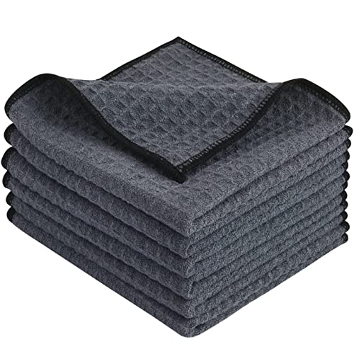 KinHwa Dish Cloths for Washing Dishes Kitchen Towels Microfiber Dish Towels for Kitchen Dish Towels Absorbent 8inch x 8inch 6 Pack (Gray, 12in x 12in 6 PC) - color: Gray, size: 12in x 12in 6 Pack