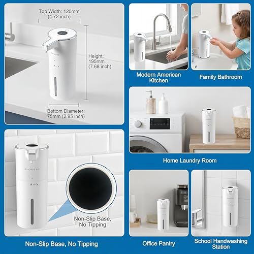 Touchless Automatic Foaming Soap Dispenser | USB Rechargeable Wall Mount 400ml Waterproof Sensor Foam Hand Soap Dispenser for Bathroom Kitchen Kids White - color: White Foam