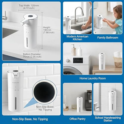 Touchless Automatic Foaming Soap Dispenser | USB Rechargeable Wall Mount 400ml Waterproof Sensor Foam Hand Soap Dispenser for Bathroom Kitchen Kids White - color: White Foam