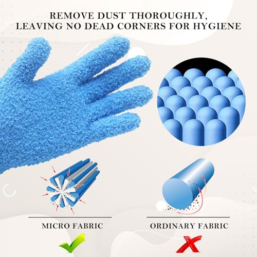 Evridwear Microfiber Plant Dusting Gloves Reusable Leaf Cleaning Glove for Houseplants,Blinds,Furniture and Small Objects - color: Blue 1 Pair, size: Small/Medium (Pack of 1)