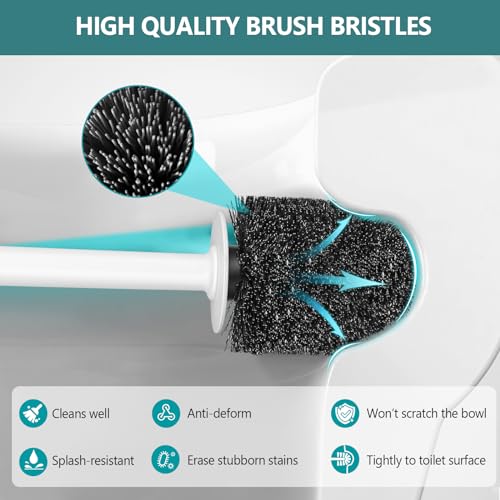 Gold Toilet Brush and Holder Set, Toilet Bowl Brush with Long Handle, Easy to Assemble of Compact Toilet Scrubber, Toilet Brush Set with No Leaks Have Vent, Stylish Gold Bathroom Accessories. U - size: 1 pack standard cover