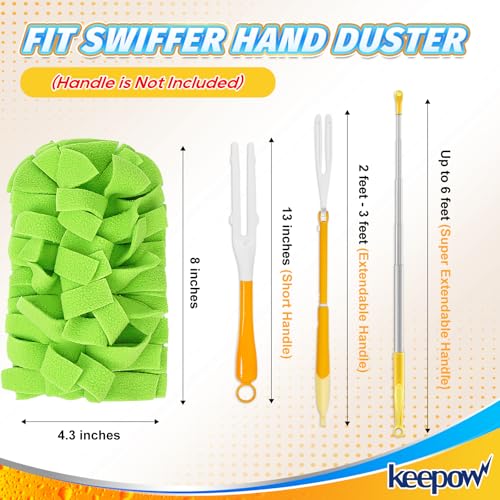 KEEPOW Reusable Duster Refill Compatible with Swiffer Hand Duster, Heavy Duty Duster Refills, 360 Degree Dusters Refills for Cleaning, Fleece Refill Ceiling Fan, 4 Pack (Handle is Not Included) - color: 1yellow+1blue+1pink+1green, size: 4 Pack